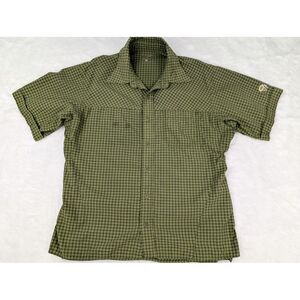 Mountain Hardwear Shirt Men's M Green Waffle Print Button Up Short Sleeve Pocket